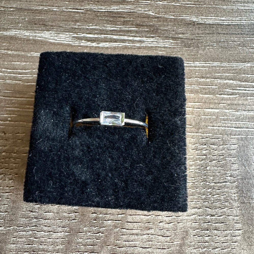 sterling silver ring featuring baguette-cut white lab-created sapphire size 9.5